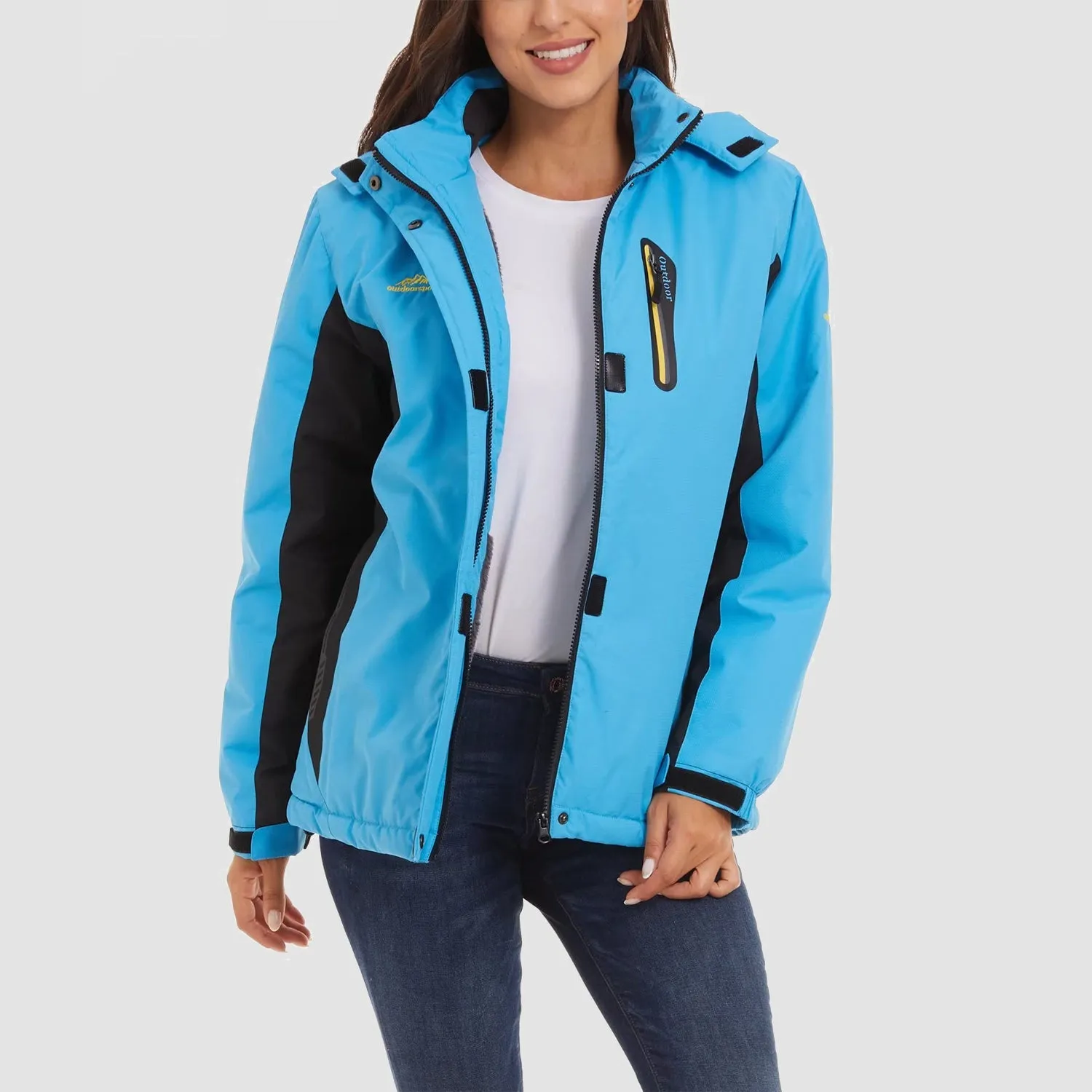 Warm Women's Waterproof Fleece Lined Ski Jacket with Hood – Perfect for Winter Activities