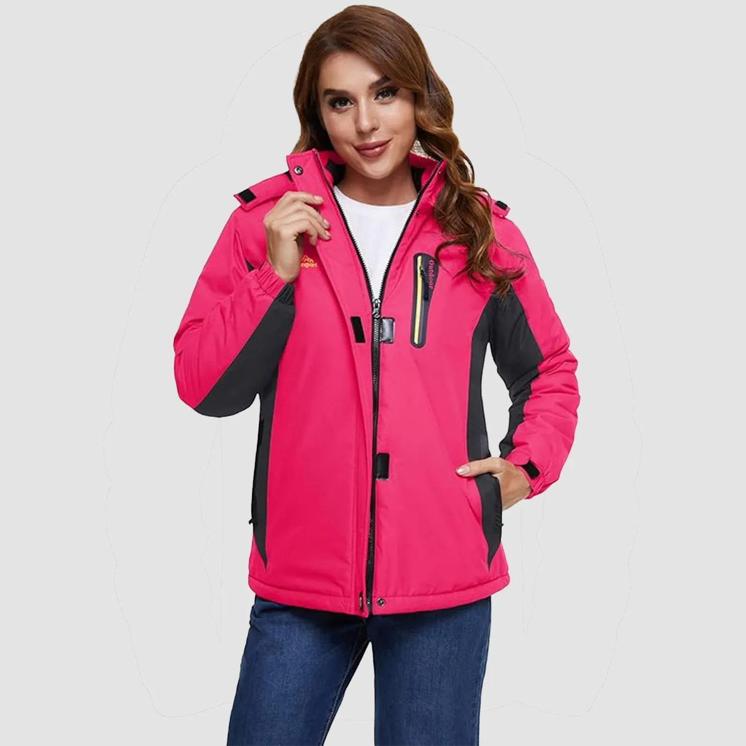 Warm Women's Waterproof Fleece Lined Ski Jacket with Hood – Perfect for Winter Activities