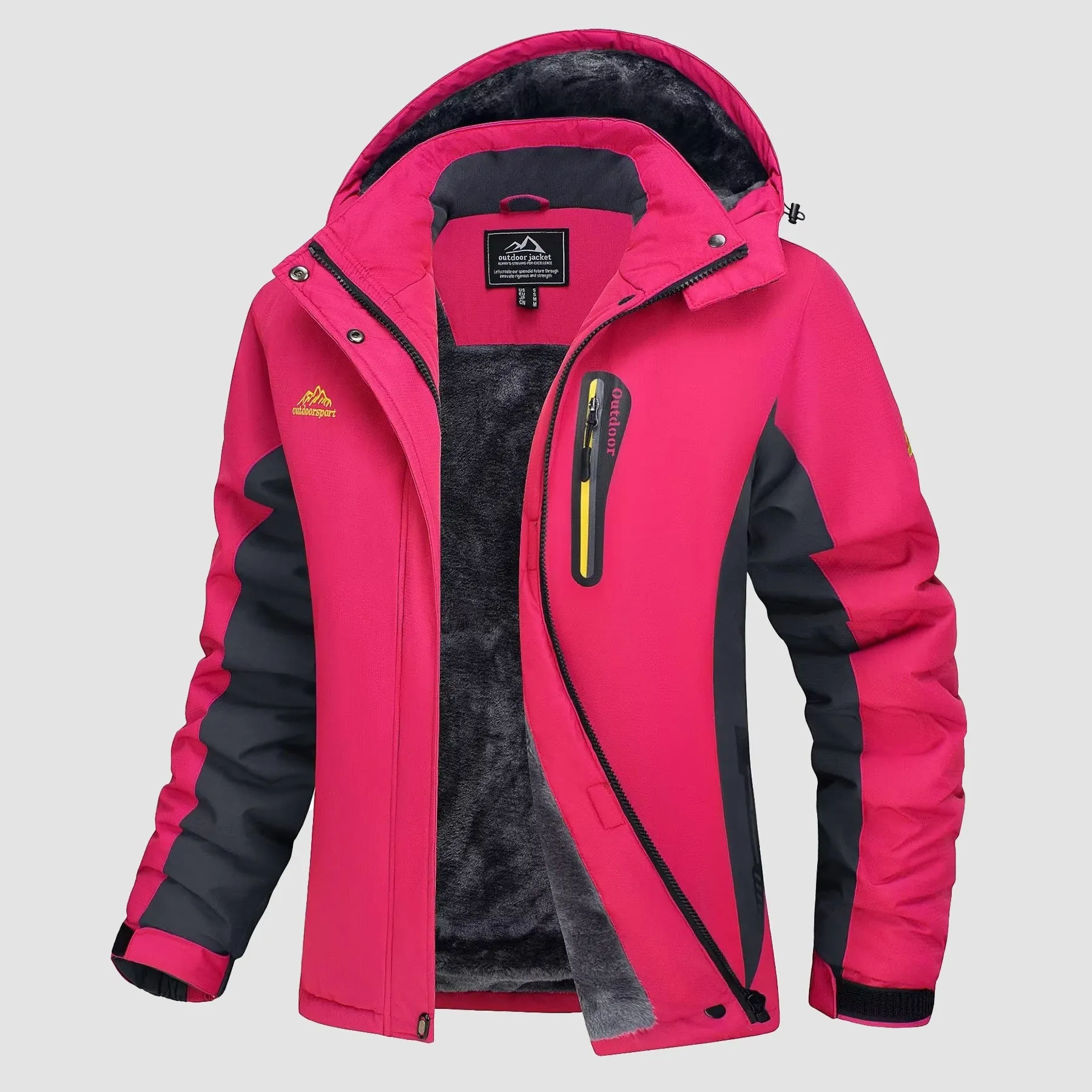 Warm Women's Waterproof Fleece Lined Ski Jacket with Hood – Perfect for Winter Activities