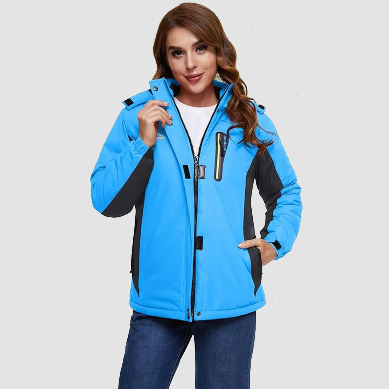 Warm Women's Waterproof Fleece Lined Ski Jacket with Hood – Perfect for Winter Activities