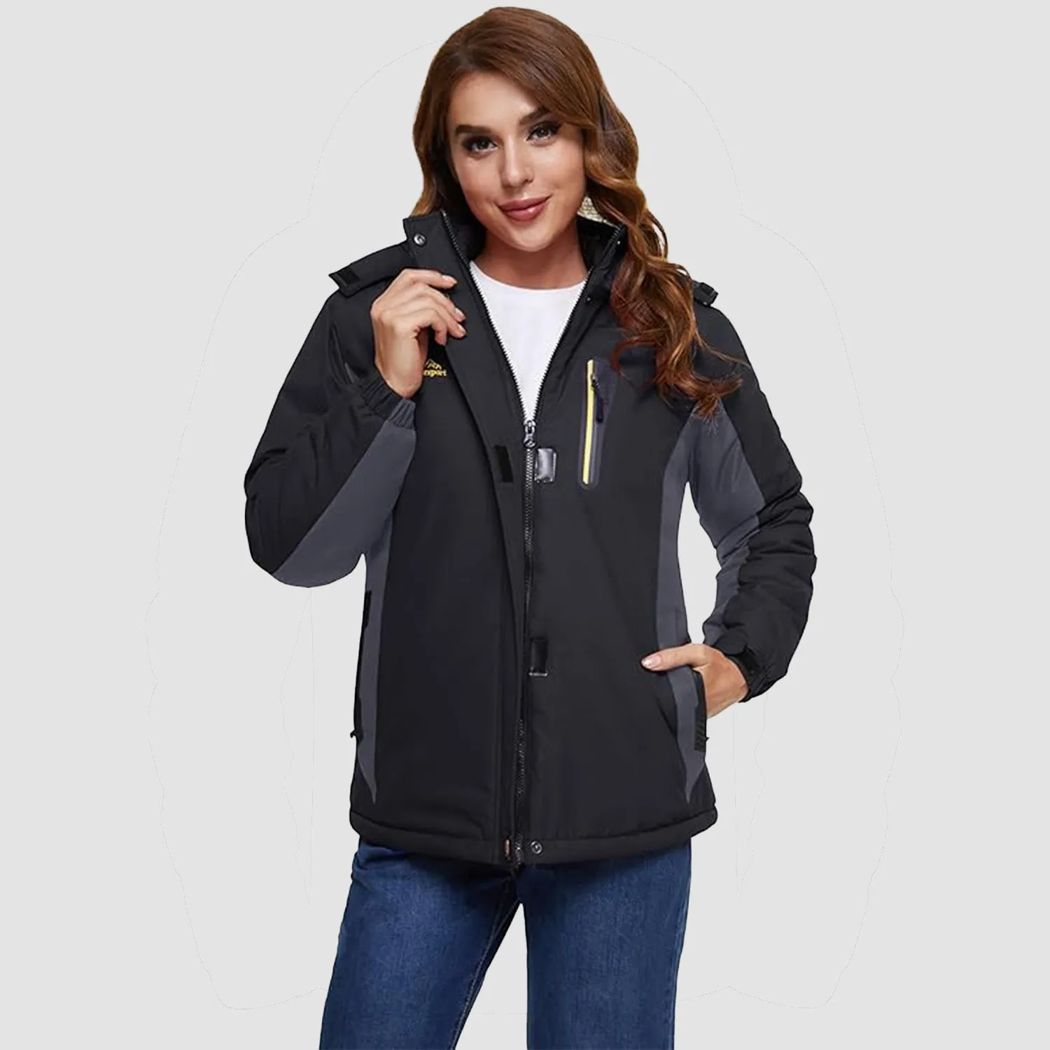 Warm Women's Waterproof Fleece Lined Ski Jacket with Hood – Perfect for Winter Activities