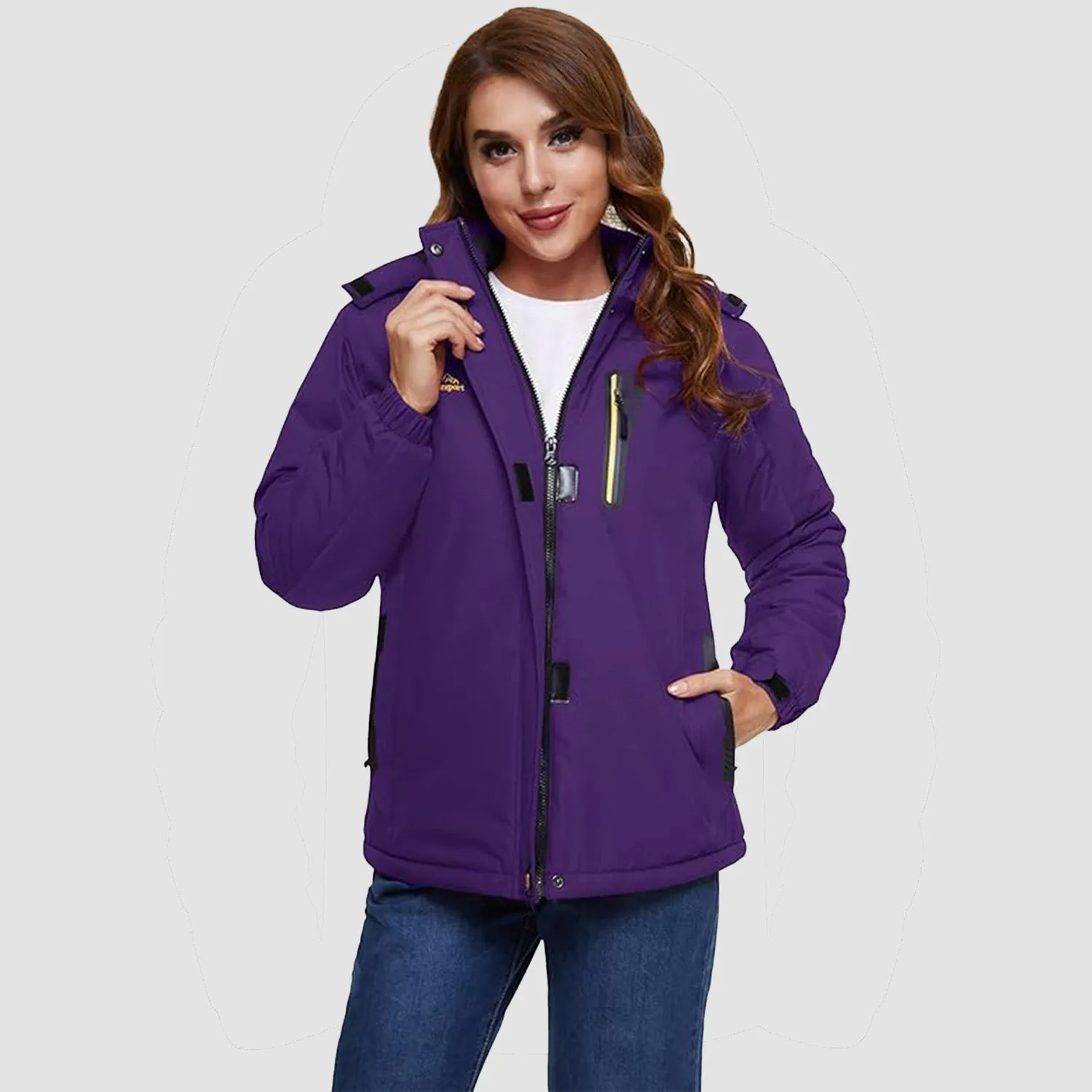 Warm Women's Waterproof Fleece Lined Ski Jacket with Hood – Perfect for Winter Activities