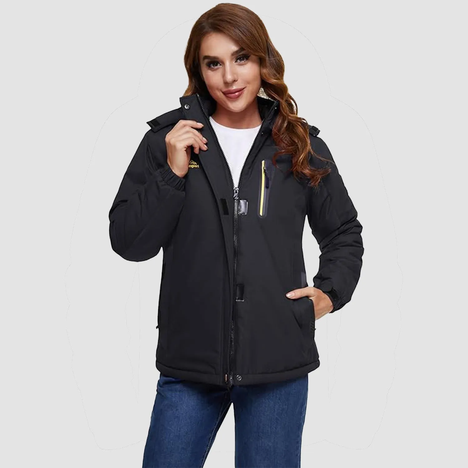 Warm Women's Waterproof Fleece Lined Ski Jacket with Hood – Perfect for Winter Activities