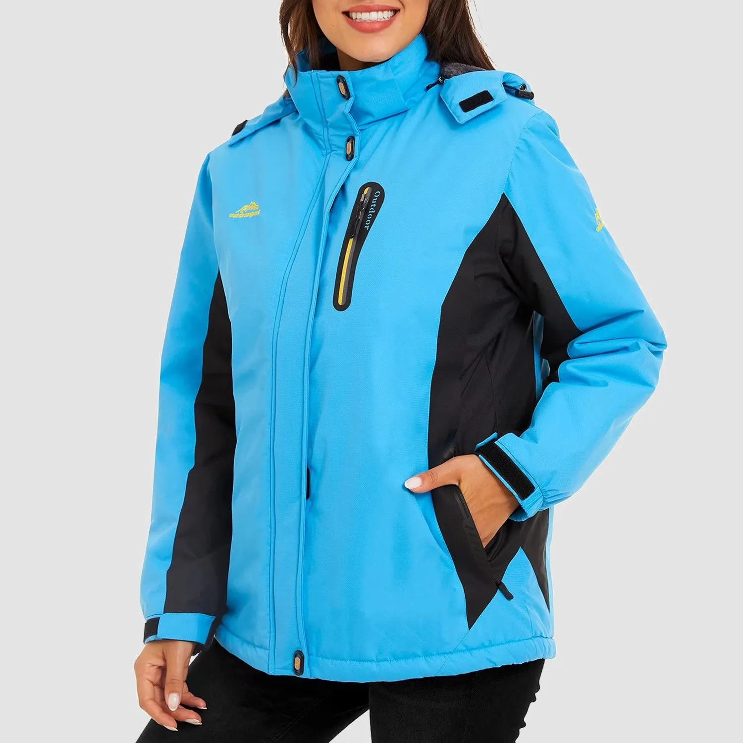 Warm Women's Waterproof Fleece Lined Ski Jacket with Hood – Perfect for Winter Activities