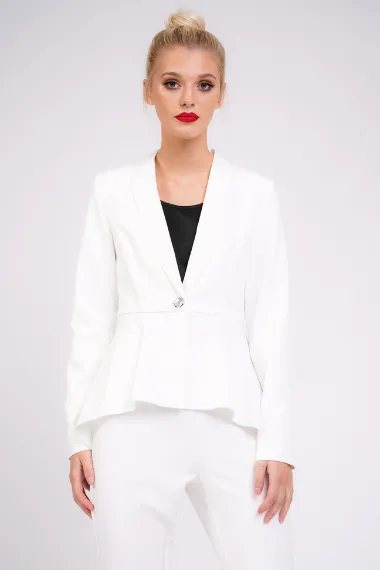 White Frill Hem Blazer