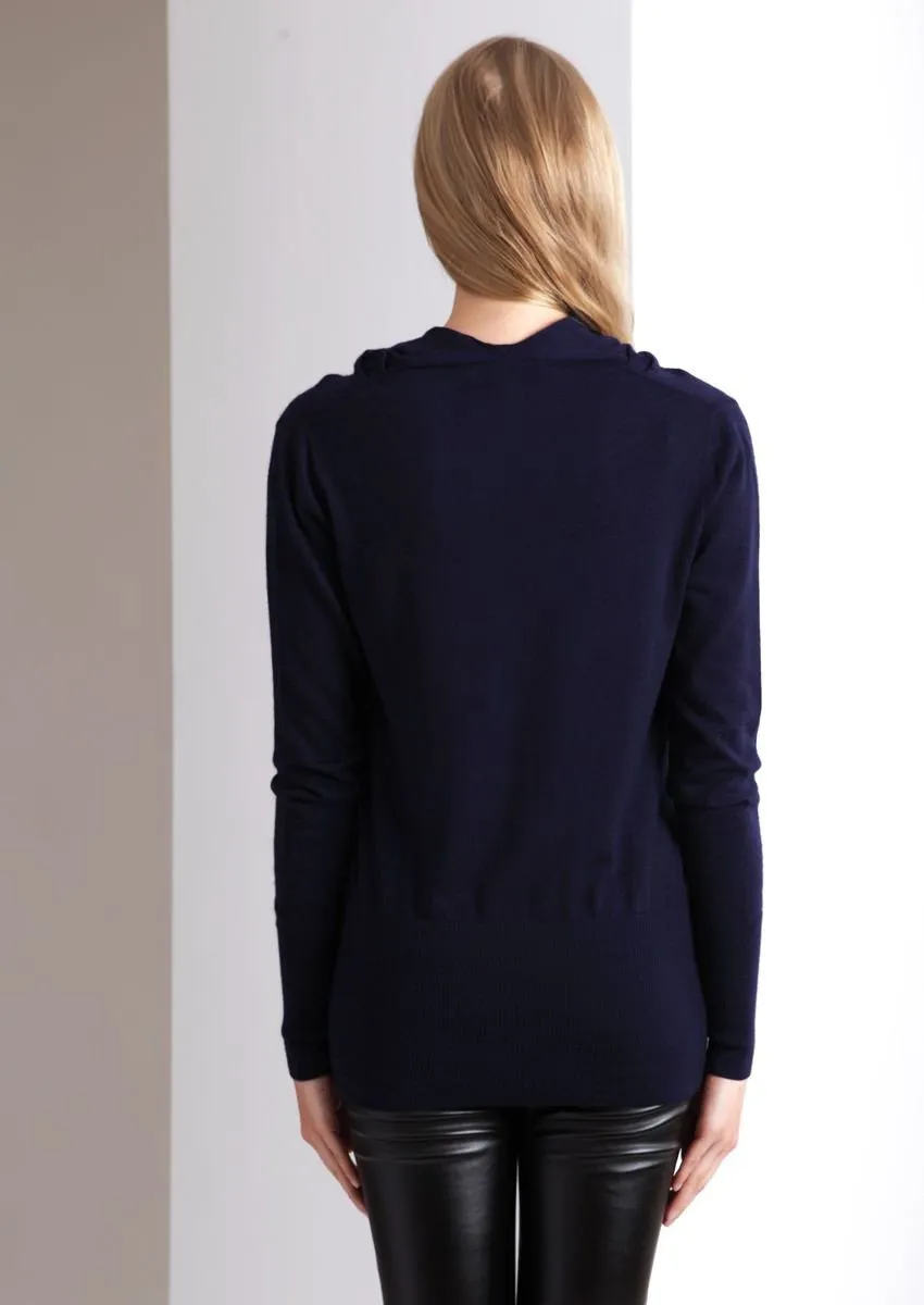 women's cowl neck fine cashmere sweate pullover