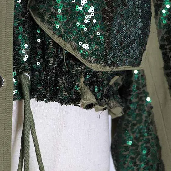 Womens Sequin Jacket Casual Long Sleeve Front Zip Bomber Blazer with Pockets